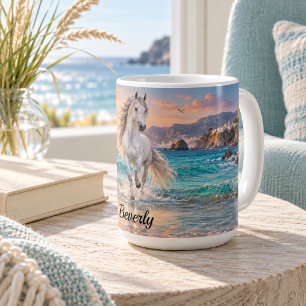 Mug Cheval andalou argent personnalisé Méditerranée