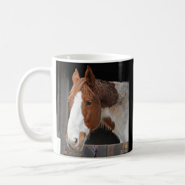 Mug Cheval au gingembre sur ferme avec nom (Gauche)