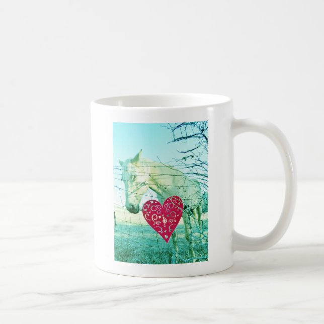 Mug Cheval Blanc Coeur Rouge Saint Valentin (Droite)