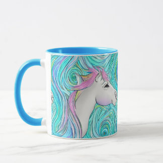 Mug Cheval Blanc Motif couleur pastel sans couture