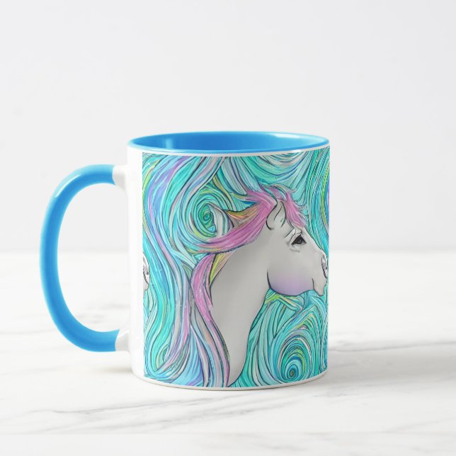 Mug Cheval Blanc Motif couleur pastel sans couture (Gauche)