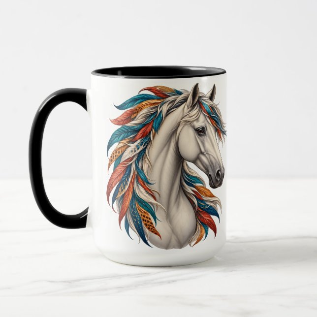 Mug Cheval Boho à Crinière Feuillue (Gauche)