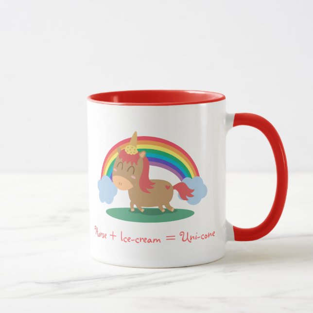 Mug Cheval Brown de Kawaii essayant d'être une licorne (Droite)
