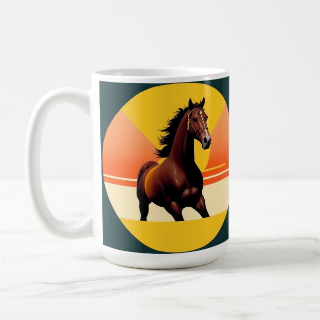 Mug Cheval Brun Élégant Dans Un Coucher De Soleil Vibr (Gauche)