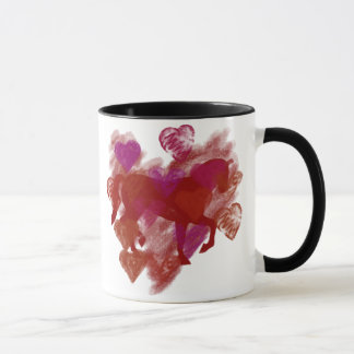Mug Cheval - contour rouge de cheval avec des coeurs