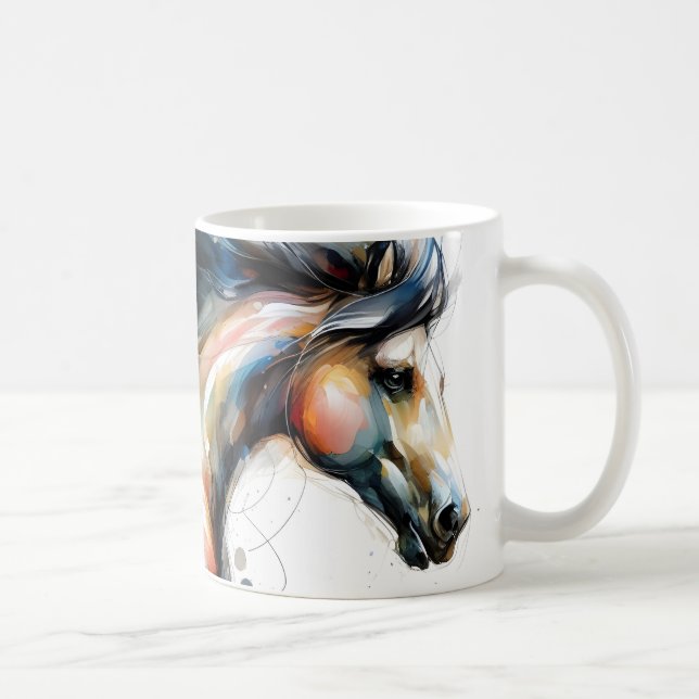 Mug Cheval courant à l'aquarelle abstraite (Droite)