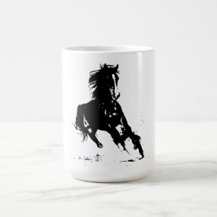 Mug Cheval d'art pop noir et blanc