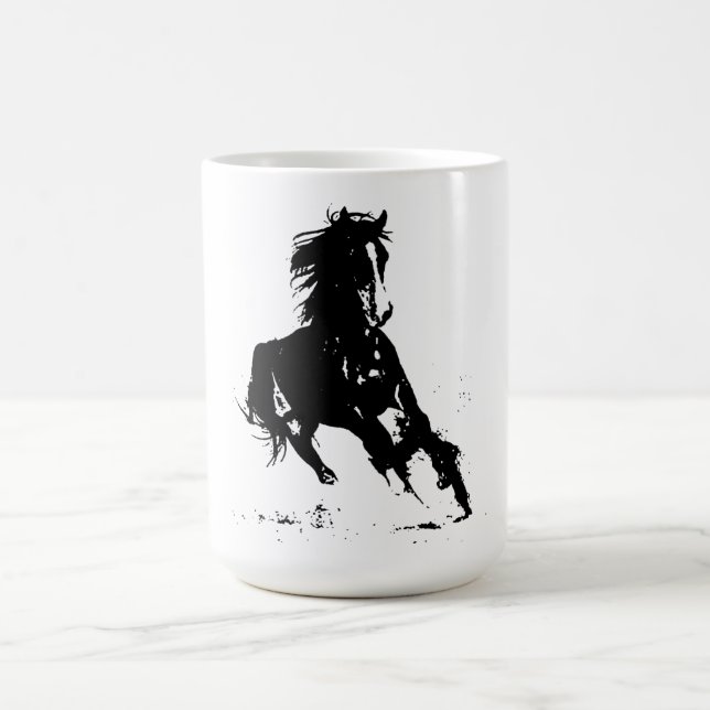 Mug Cheval d'art pop noir et blanc (Centre)