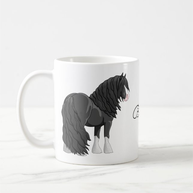 Mug Cheval d'attelage noir et blanc de la bannière Tzi (Gauche)