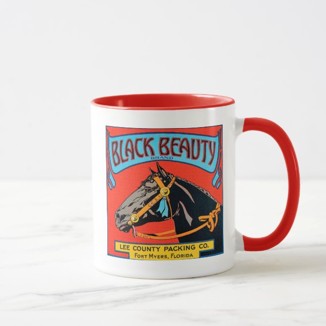 Mug Cheval de beauté noir sur Arrière - plan rouge (Droite)