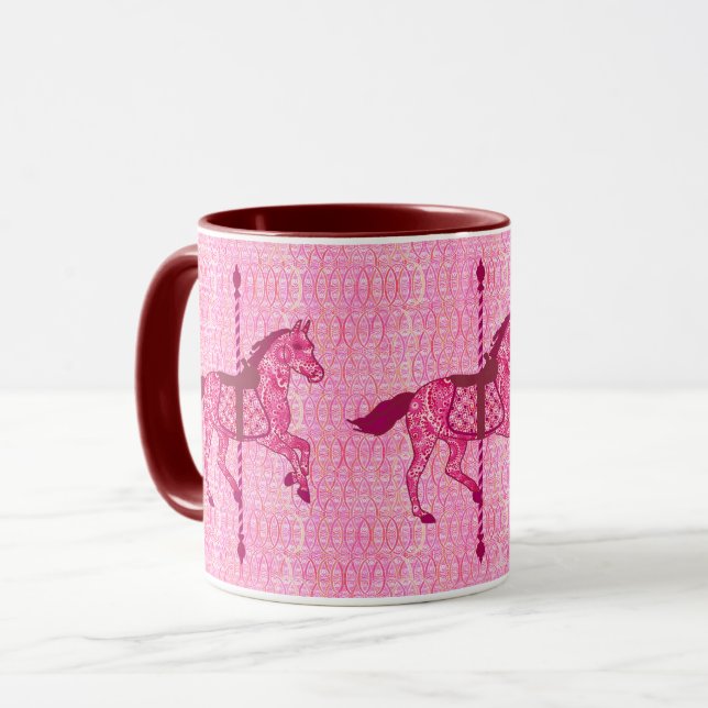 Mug Cheval de carrousel - rose de fuchsia (Devant gauche)