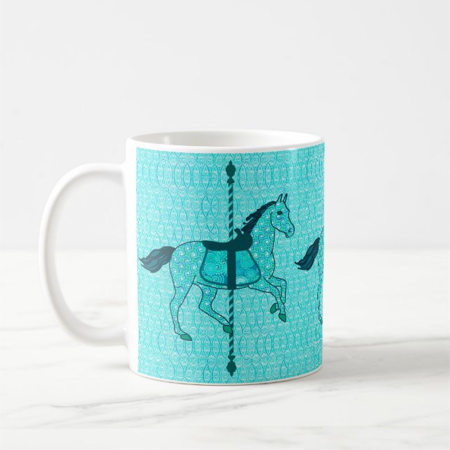 Mug Cheval de carrousel - Turquoise et Aqua (Gauche)