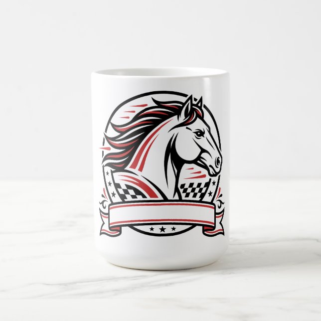 Mug Cheval de course avec accents rouges  (Centre)