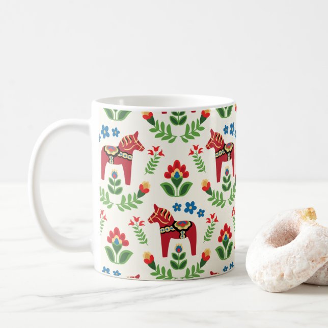 Mug Cheval de Dala suédois Rouge (Avec donut)