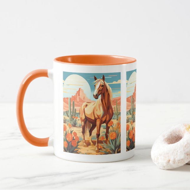 Mug Cheval de désert Palomino Pop Art (Avec donut)