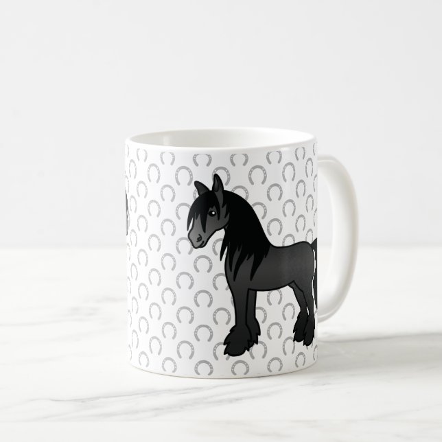 Mug Cheval de dessin animé Black Gypsy Vanner Clydesda (Devant droit)