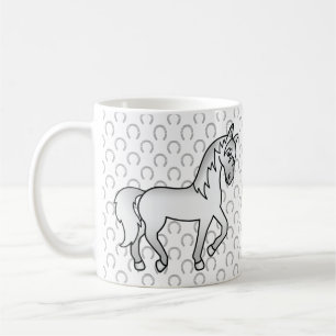 Mug Cheval de dessin animé mignon gris trottant