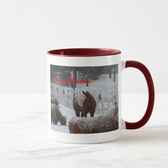 Mug Cheval de neige, Joyeux Noël ! (Droite)