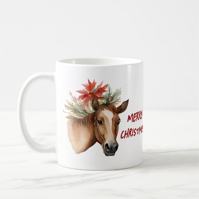 Mug Cheval de Noël en aquarelle (Gauche)
