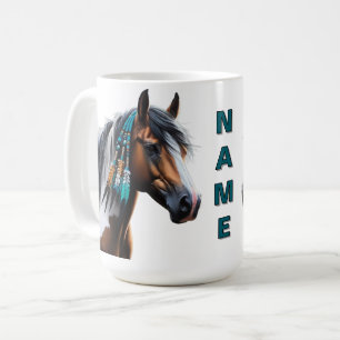 Mug Cheval de peinture avec perles autochtones