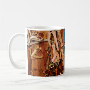 Mug Cheval de pont coloré, sac, animaux, grange, bleu,