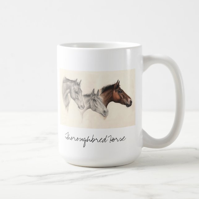 Mug Cheval de pur sang au crayon et la couleur pour (Droite)