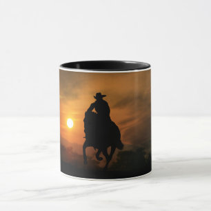 Mug Cheval d'équitation Cowboy au coucher du soleil