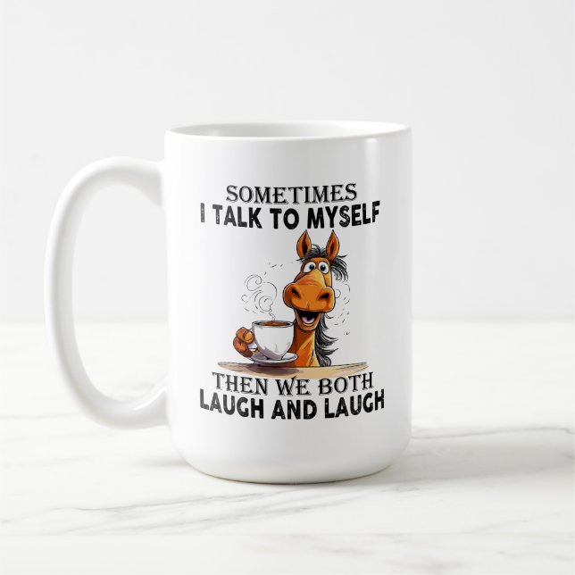 Mug Cheval drôle qui parle à moi-même - Nous rions tou (Gauche)