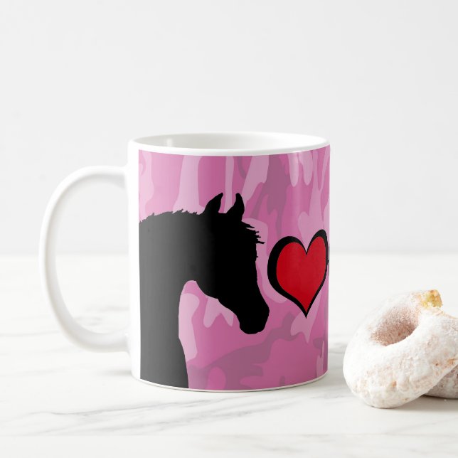 Mug Cheval du Coeur (camo rose) (Avec donut)