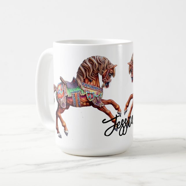 Mug Cheval en bois orné (Devant gauche)