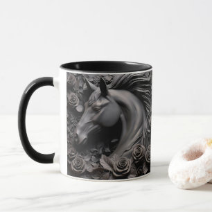 Mug Cheval et fleurs, Cadeau équestre, Équitation