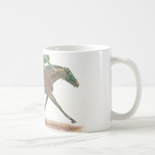 Mug Cheval et jockey de course verts