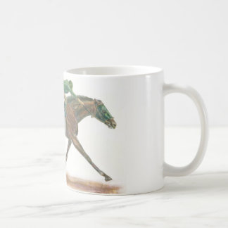 Mug Cheval et jockey de course verts