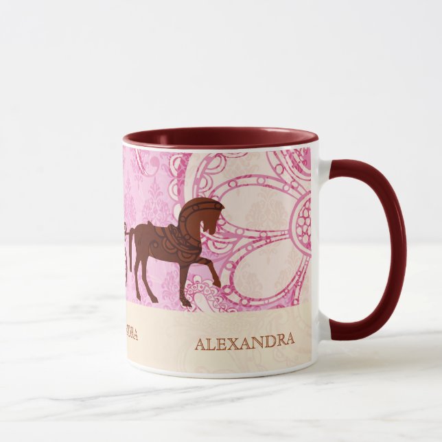 Mug Cheval et transport mariage - Texte personnalisé (Droite)