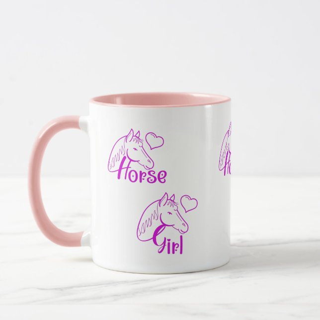 Mug Cheval fille en violet avec tête de cheval Police (Gauche)