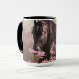 Mug Cheval friésien de Beauté Noire - Mug, Coupe, Vais