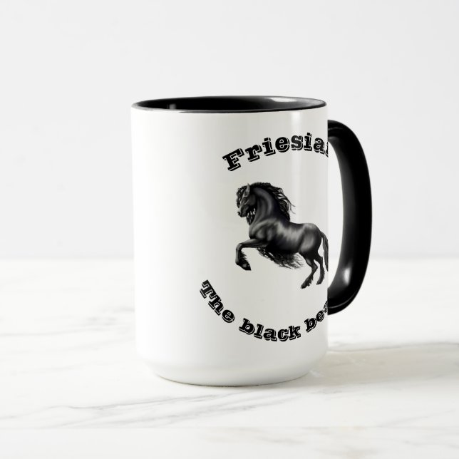 Mug Cheval frison et noir d'étalon, la beauté noire (Devant droit)