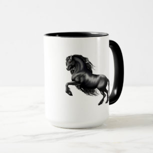 Mug Cheval frison et noir d'étalon, la beauté noire