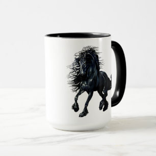 Mug Cheval frison et noir d'étalon, la beauté noire