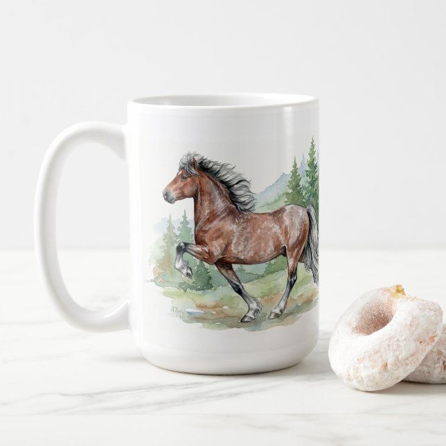 Mug Cheval islandais aquarelle Astrid (Avec donut)