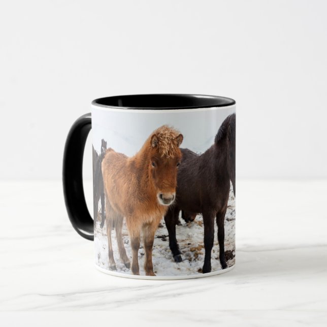 Mug Cheval islandais en hiver Islande (Devant gauche)
