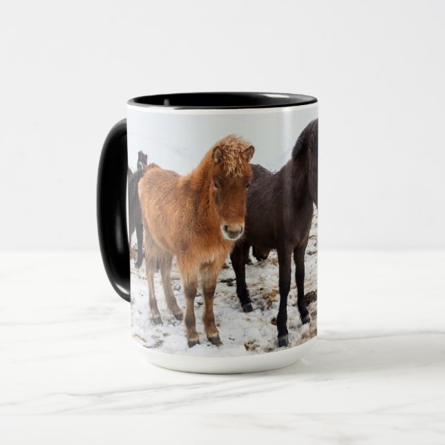 Mug Cheval islandais en hiver Islande (Devant gauche)