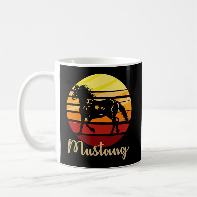 Mug Cheval Mustang Courant Au Coucher Du Soleil (Gauche)