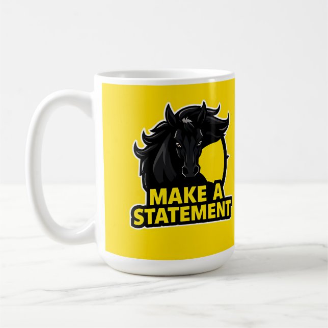 Mug Cheval Noir Audacieux avec Texte Motivationnel (Gauche)