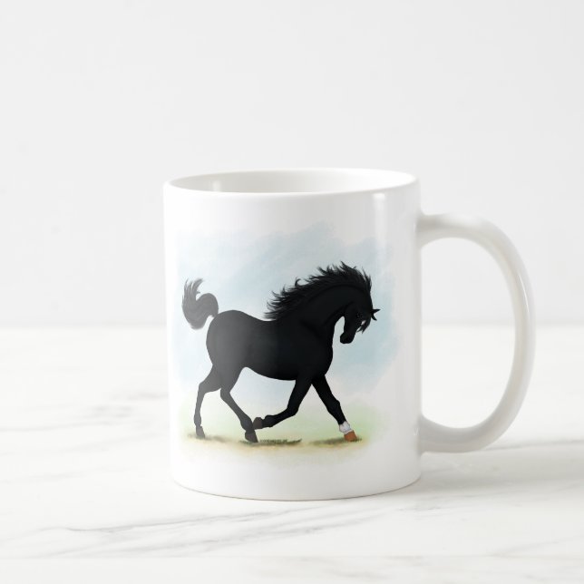 Mug Cheval noir avec étoile et soc (Beauté noire) (Droite)