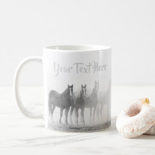 Mug Cheval noir et blanc Occident (Avec donut)