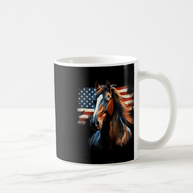 Mug Cheval Patriotique Drapeau Américain Équitation We (Droite)