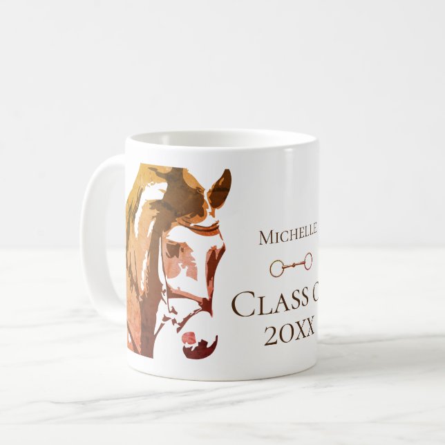 Mug Cheval personnalisé, Snaffle Bit Graduation Brown (Devant gauche)