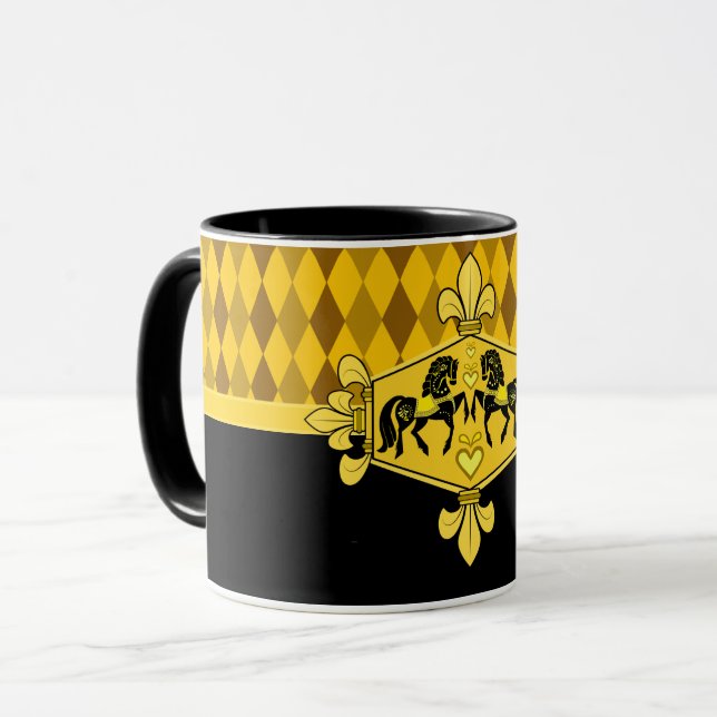 Mug Cheval populaire Friésien noir, Empreinte diamant  (Devant gauche)