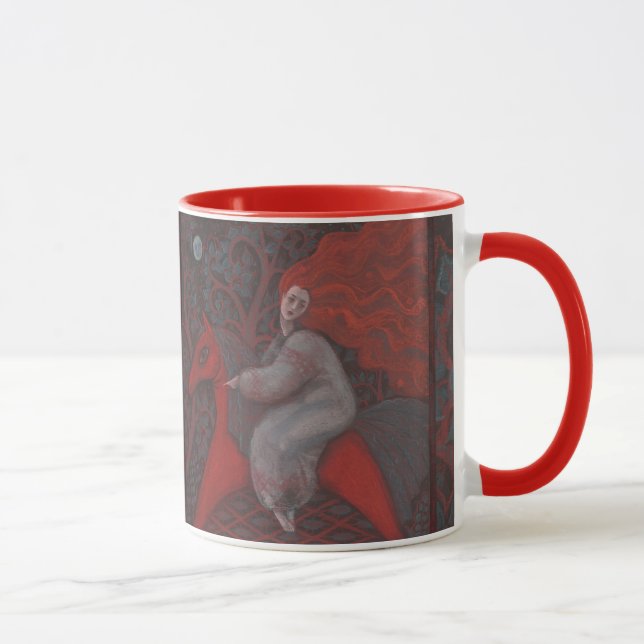 Mug "Cheval Rouge", femme gingembre, art folklorique,  (Droite)